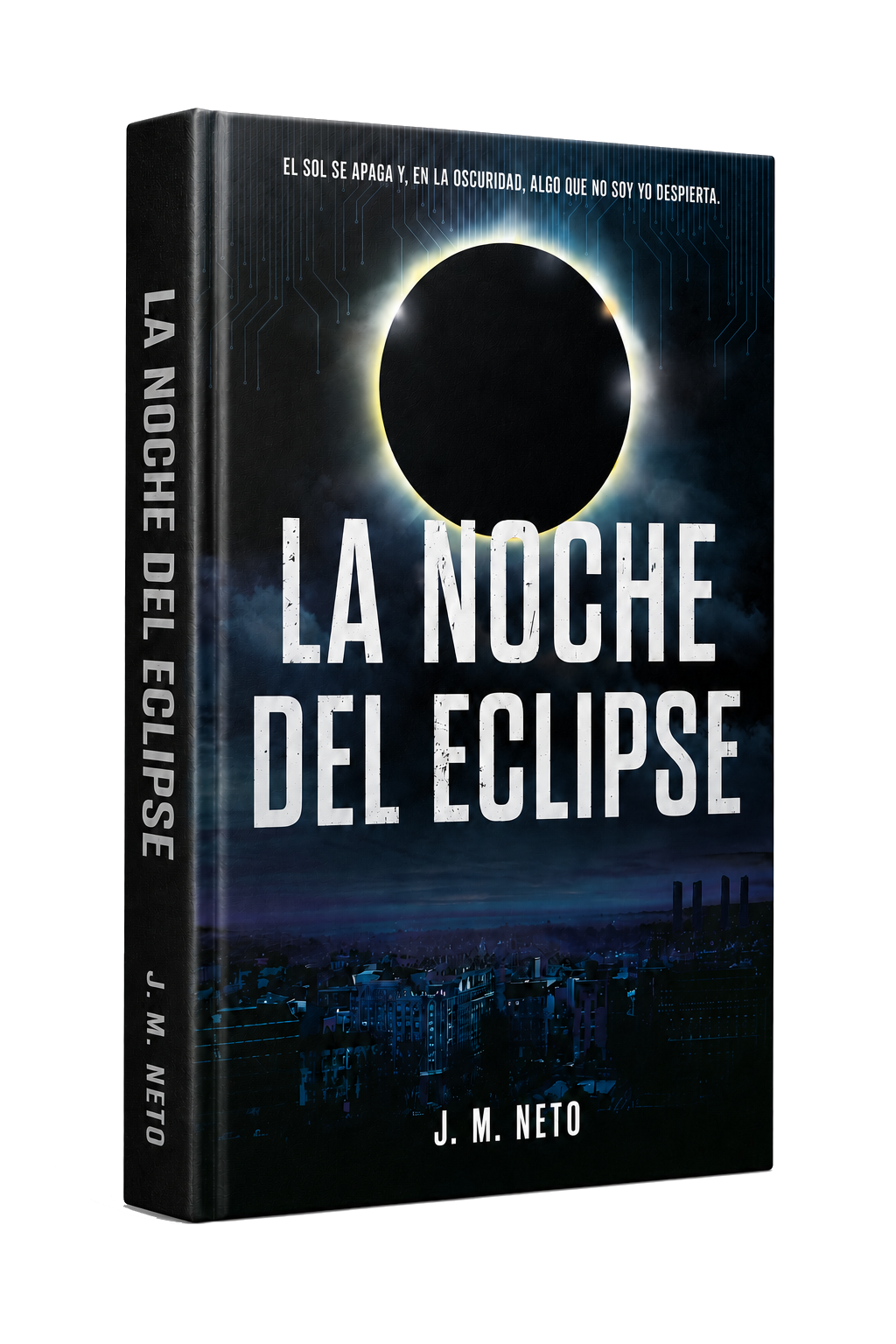Mockup de la edición tapa dura de La noche del eclipse