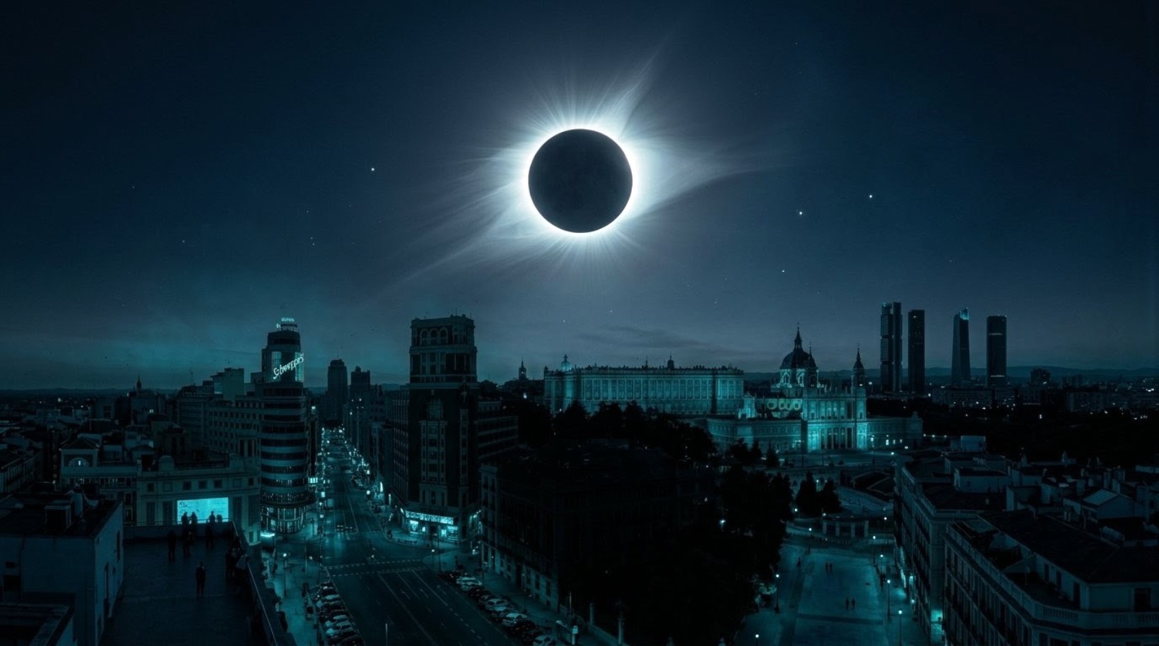 Madrid bajo la luz del eclipse