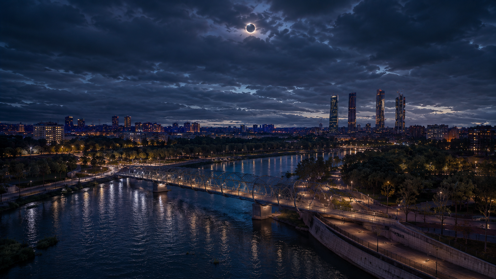 Madrid Río en la oscuridad